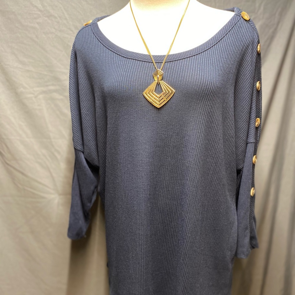 French Laundry Blue Button Shouldered Blouse - image 8